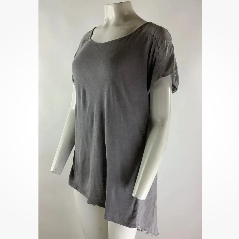 XCVI Sz L Oversized Asymmetric Tunic Tee Gray 100% Linen Casual Pullover Top - Picture 5 of 7
